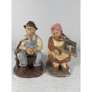 Simpler‎ Times Old Man And Woman Sitting Figurines Vintage Decoration Nostalgia